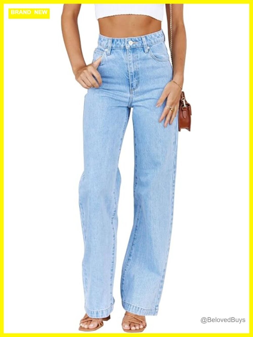 High Waisted Boyfriend Baggy Straight Leg Jeans with Pockets